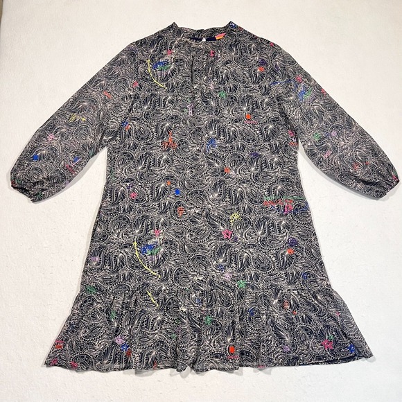 Vilagallo Dresses & Skirts - Vilagallo Dress Blue Paisley Art Lightweight Sheer Sleeves‎ Lined Pockets 14/46